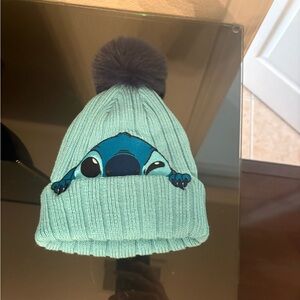 Blue Stitch Pom Pom Beanie Hat